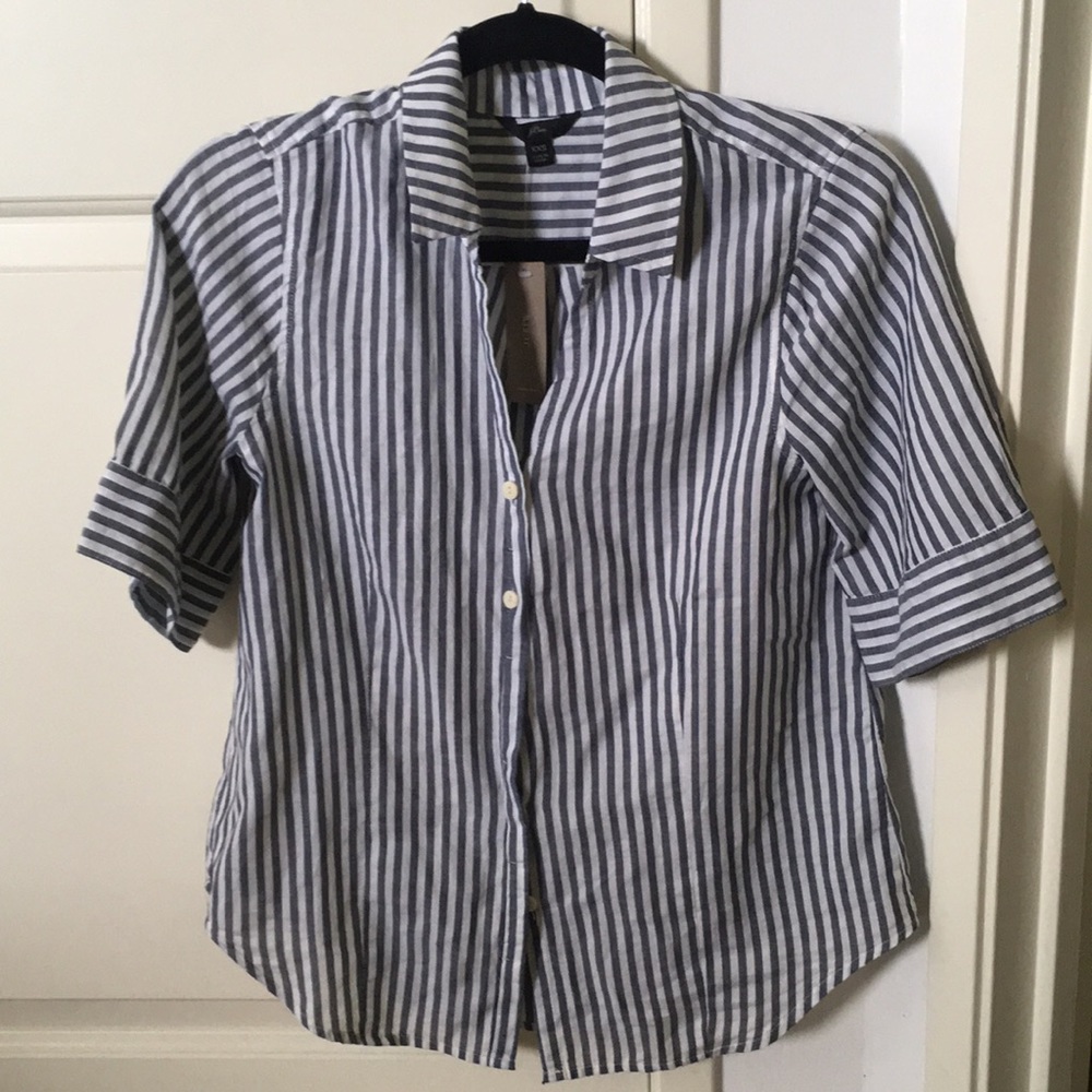 NWT J.CREW Striped Short Sleeve Button Up